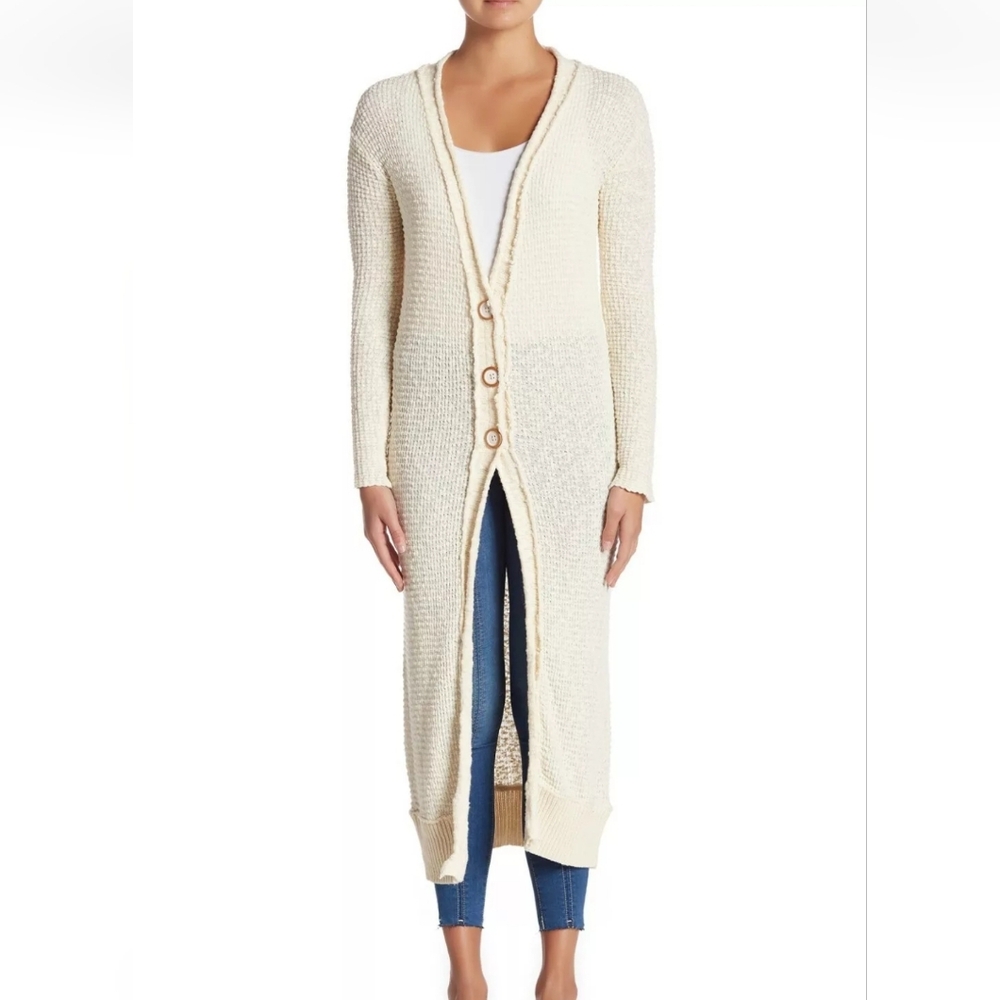 Free People Cream Long Cardigan